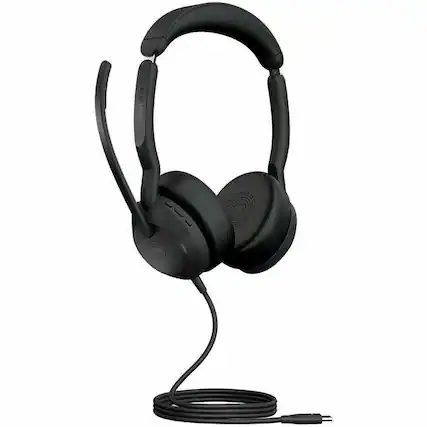 Front. Jabra - Jabra Evolve2 50 Headset - Microsoft Teams Certification - Stereo - USB Type C, USB Type A - Wired/Wireless - Bluetooth - Blue.