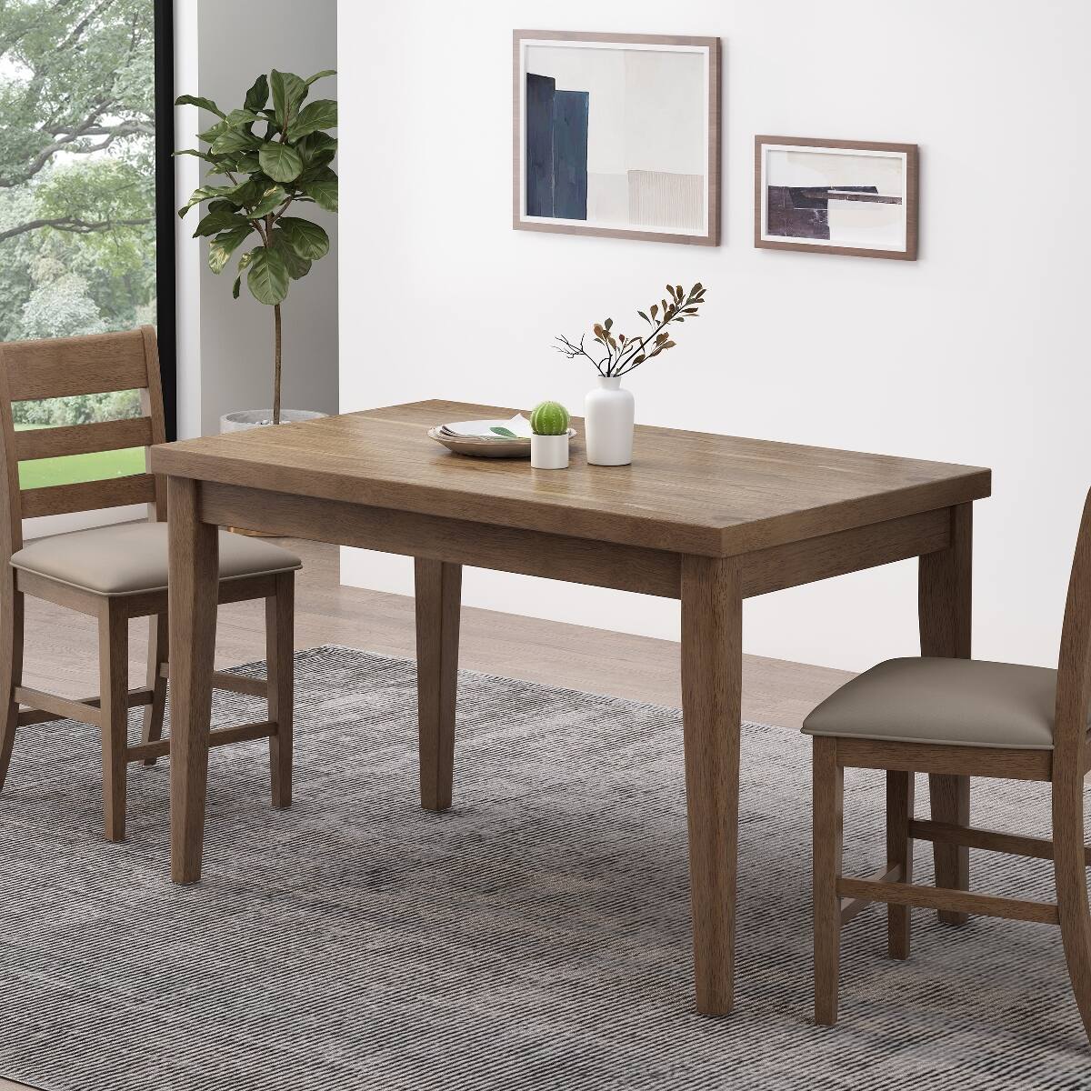 Loheer Farmhouse Counter Height Dining Table, Wood, 59 Inch Antique ...