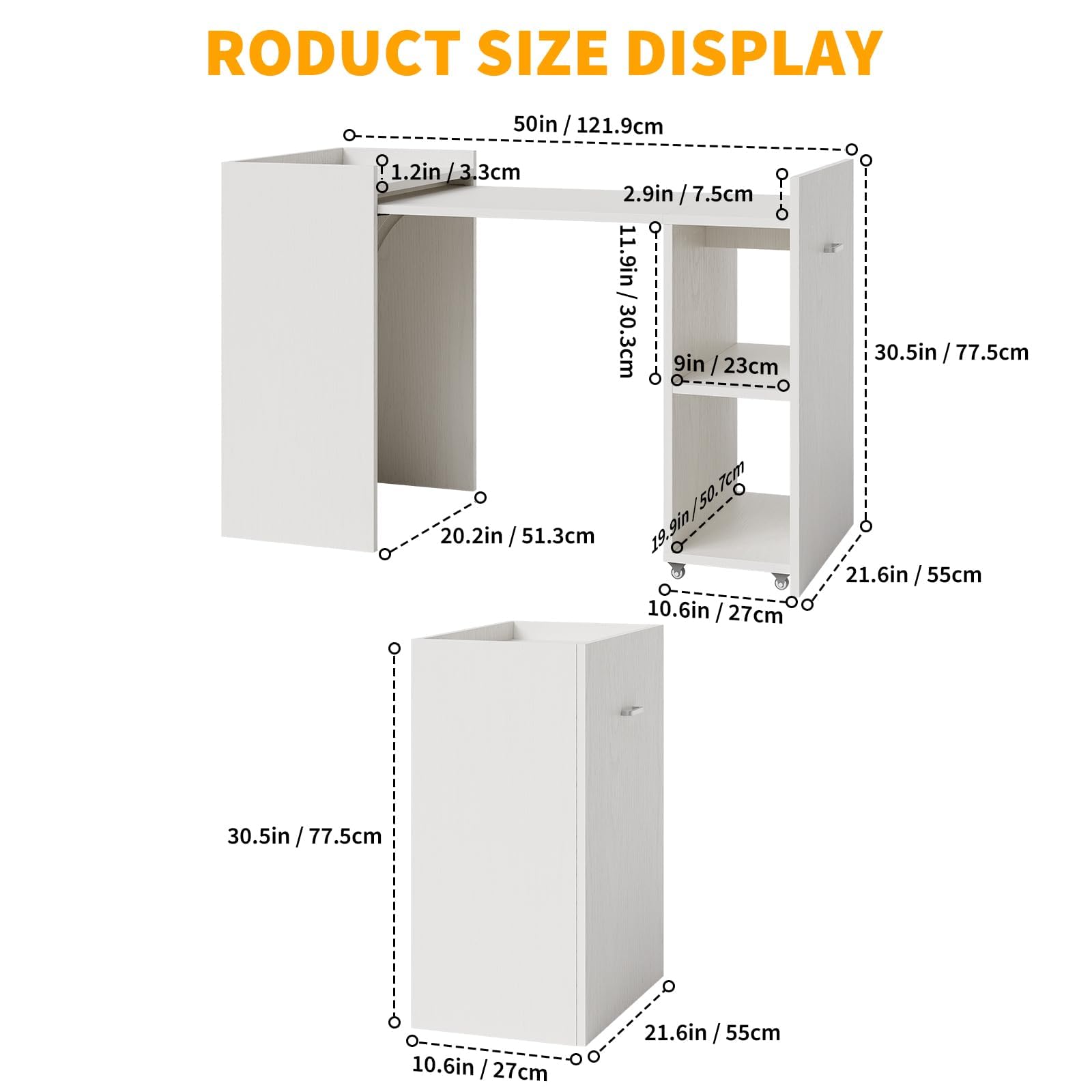 **PRODUCT SIZE DISPLAY**

- **Height:** 50in / 121.9cm
- **Width:** 30.5in / 77.5cm
- **Depth:** 21.6in / 55cm
- **Shelf Depth:** 10.6in / 27cm
- **Shelf Height:** 9in / 23cm
- **Shelf Spacing:** 11.9in / 30.3cm
- **Shelf Thickness:** 2.9in / 7.5cm
- **Column Width:** 1.2in / 3.3cm
- **Column Spacing:** 20.2in / 51.3cm
- **Column Thickness:** 1.2in / 3.3cm