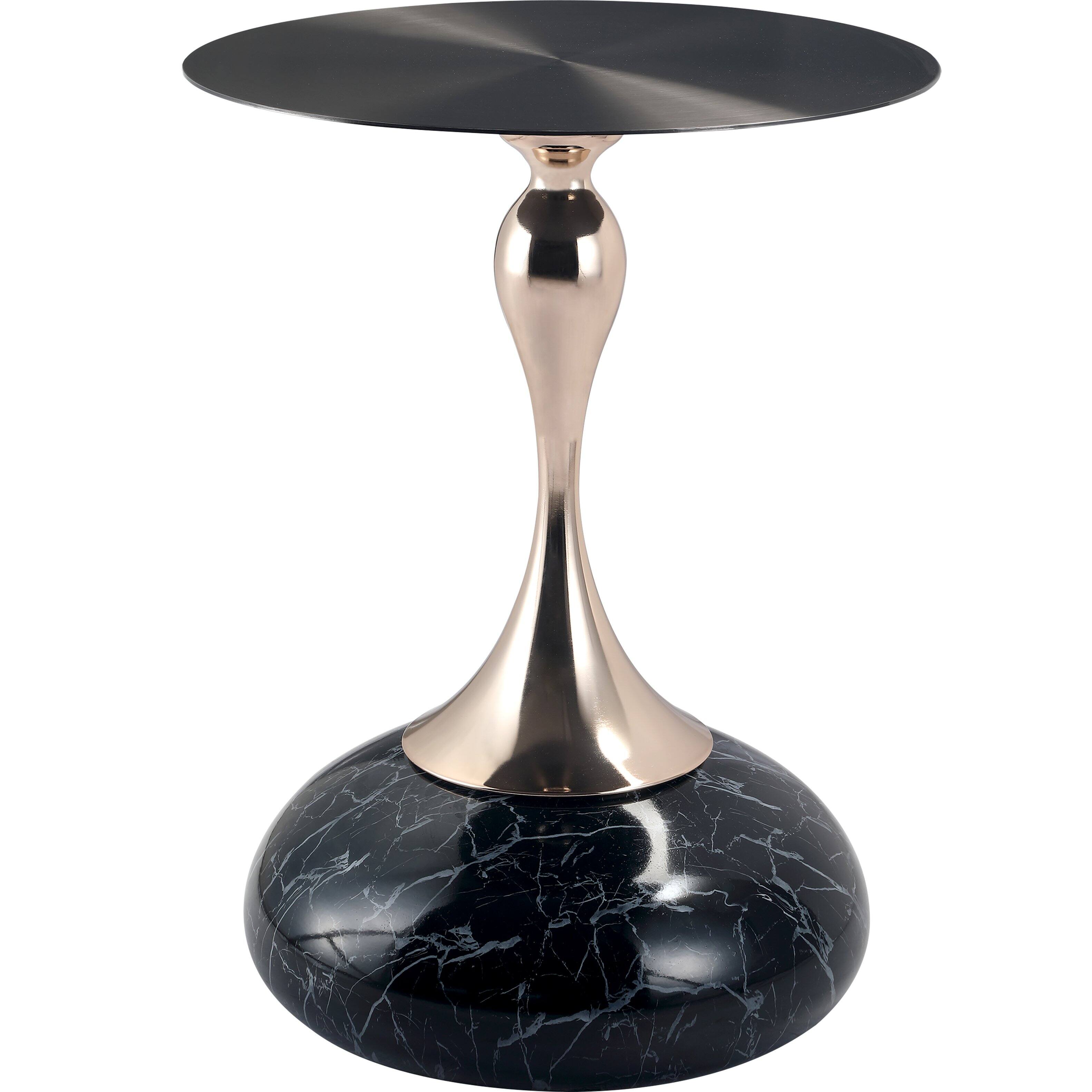 Alt View 2. LeisureMod - Savoy Black Circular Top End Table with Powder Coated Finish for Living Room/Offices - Stone Black.