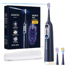 Soocas - NEOS II Ultra – Electric Toothbrush with Water Flosser Combo, 3-in-1: Flosses, Vibrates and Oscillates - Midnight Blue