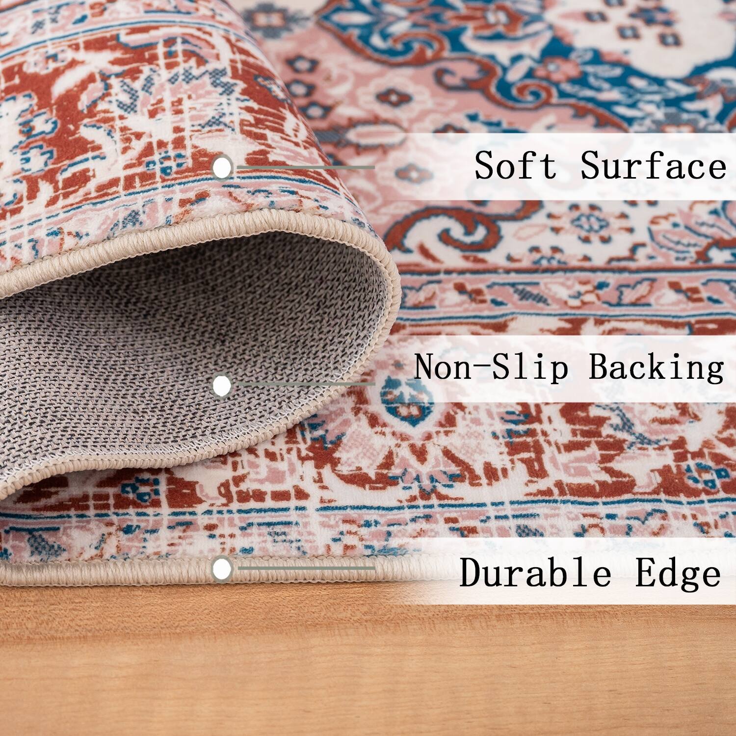 Soft Surface, Non-Slip Backing, Durable Edge