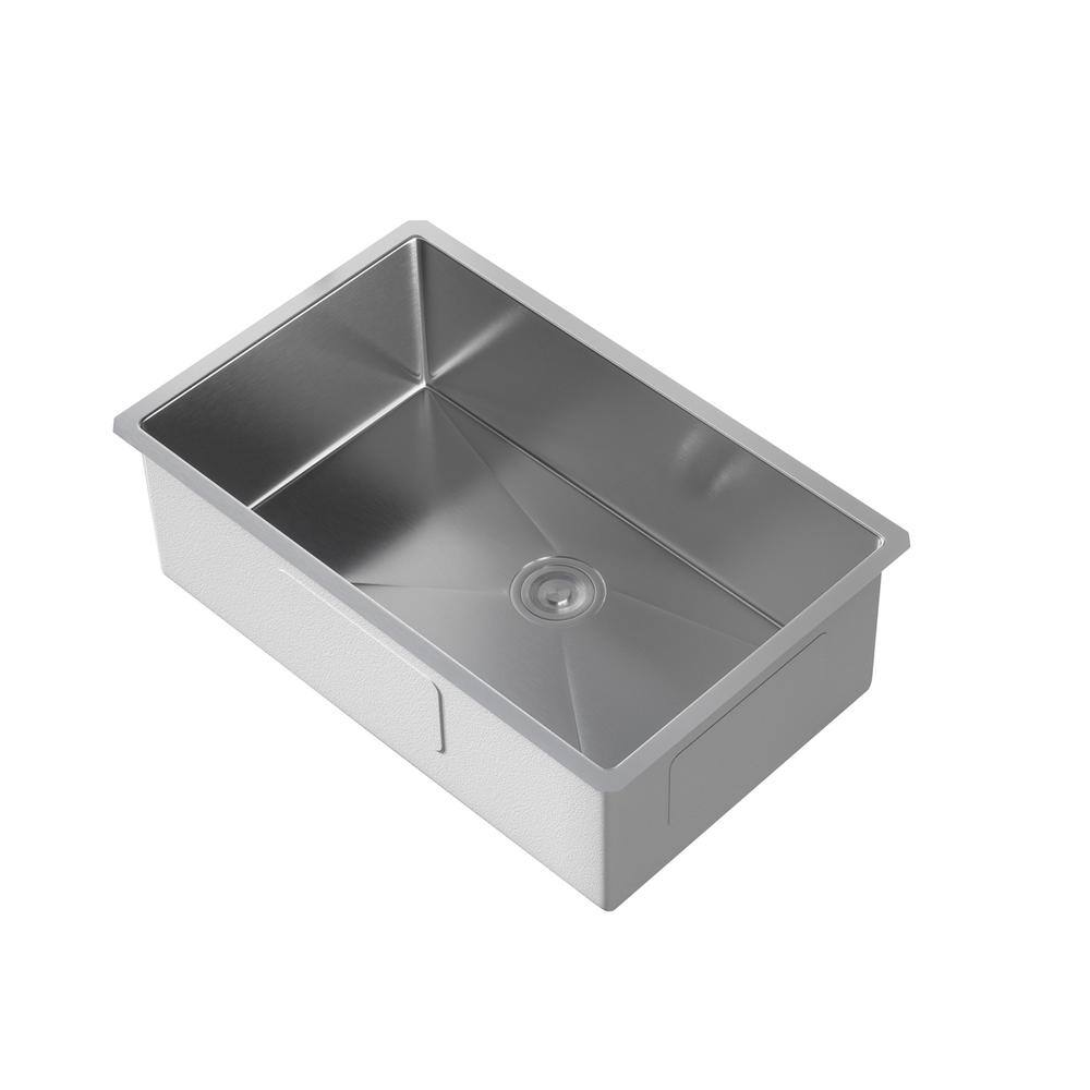 Angle. Elegant Kitchen and Bath - Stainless Steel undermount kitchen sink L32''xW19'' x H10" - Stainless Steel.