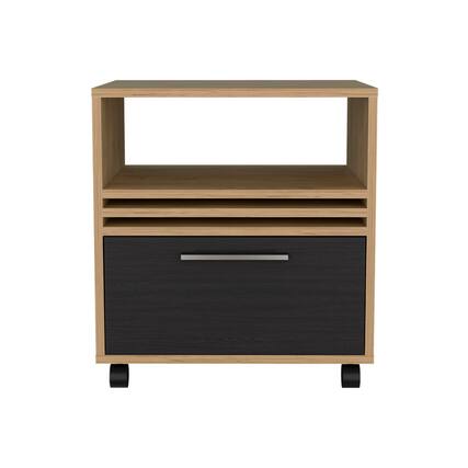 Front. Treevol Furniture - Baldwin City Nightstand, Bedroom, Light Oak/Black - Multi-color.