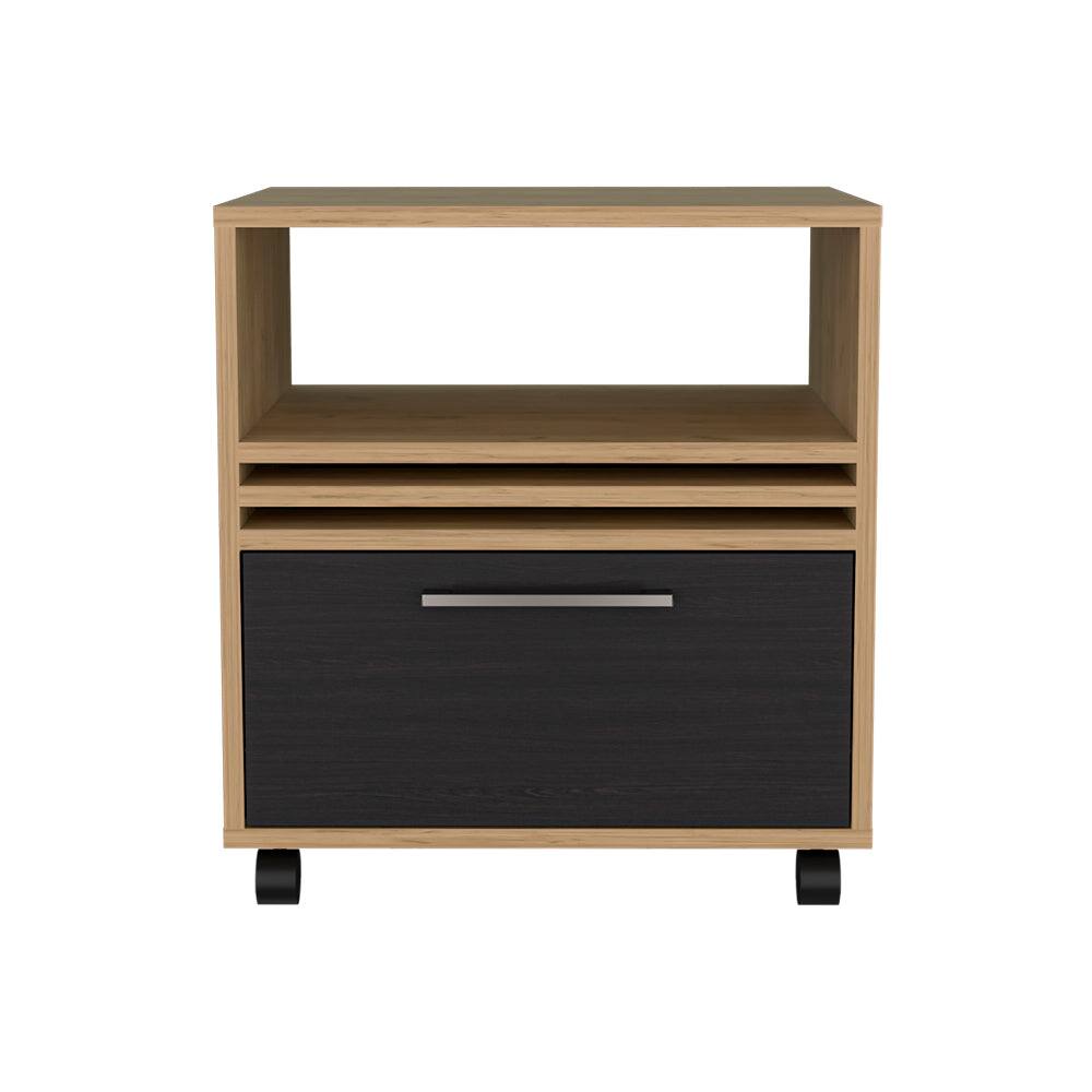Front. Treevol Furniture - Baldwin City Nightstand, Bedroom, Light Oak/Black - Multi-color.