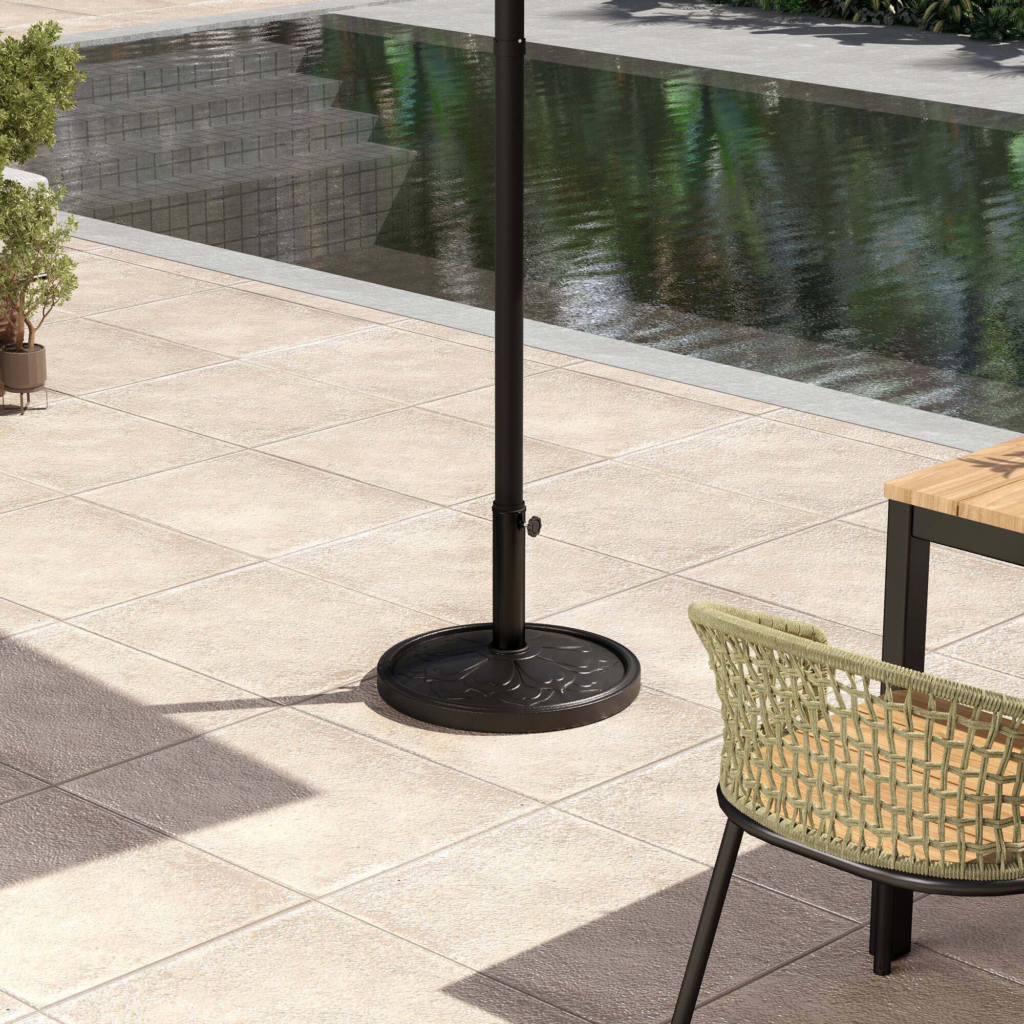 Alt View 5. Outsunny - Round Patio Umbrella Base, 26 lbs Resin Outdoor Umbrella Stand Base, Patio Umbrella Stand for 1.3"/1.5"/1.9" Umbrella - Black.