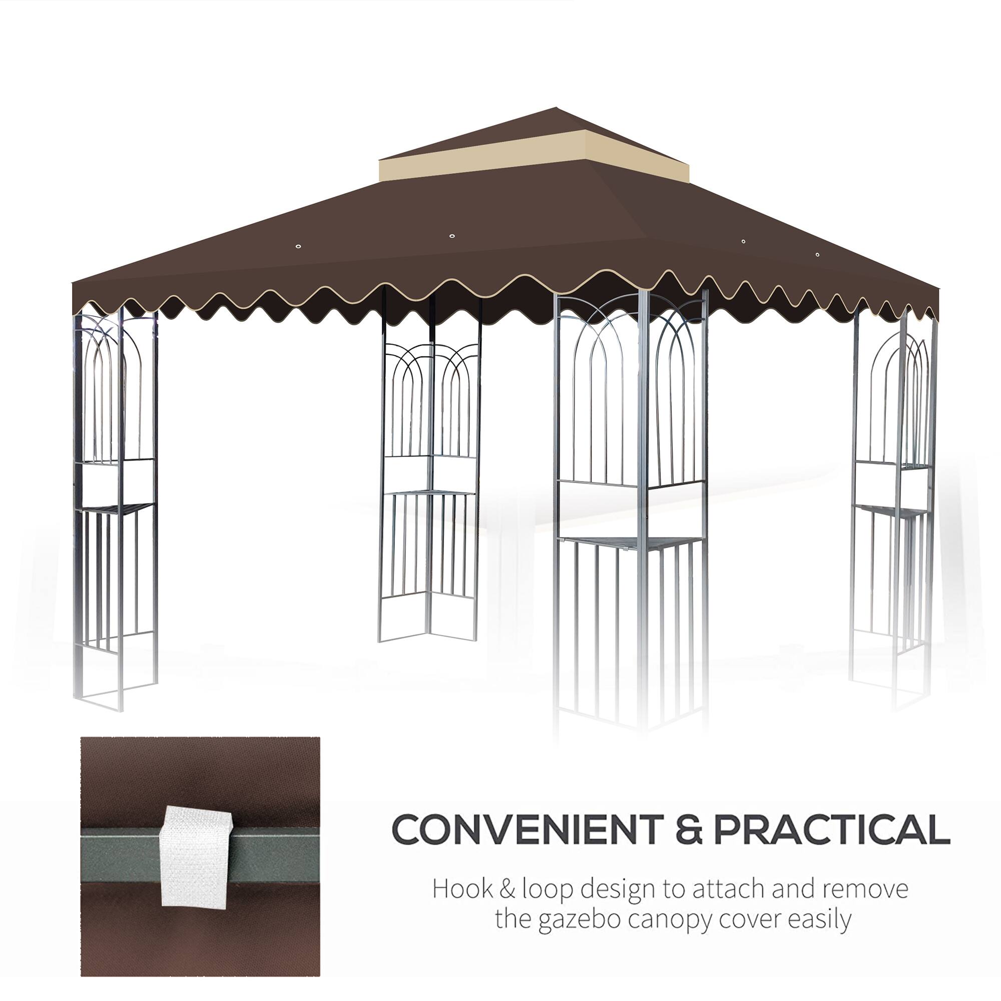 CONVENIENT & PRACTICAL  
Hook & loop design to attach and remove the gazebo canopy cover easily