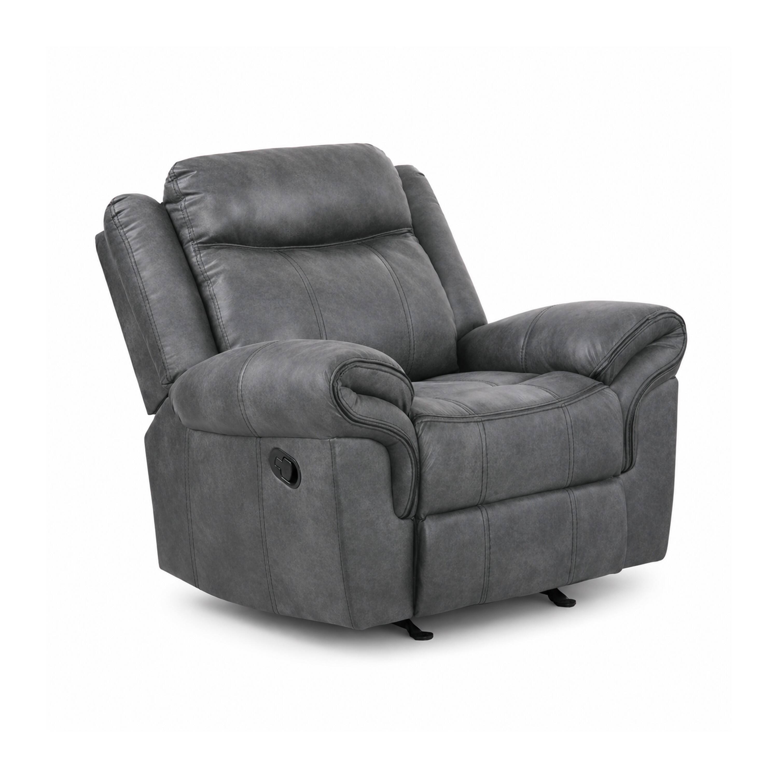 Angle. Manhattan Lane - Arisa Manual Glider Recliner Chair w Wood Frame,  Faux Leather - Dark Gray.