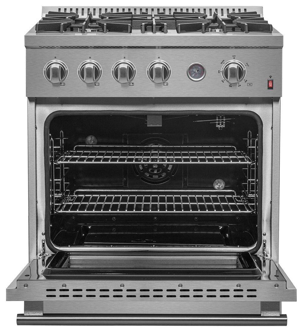 Alt View 1. Forno Appliances - Marco 4.32 Cu. Ft. Freestanding Gas Convection Range with Dual Ring Burner - Silver.
