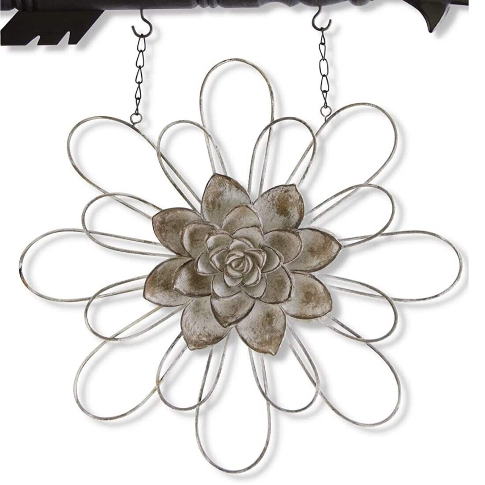 K&K Interiors - Metal Wire Flower with Resin Center Arrow Replacement Sign 13.5 inch - Arrow Sold Separately - Gray price history on PriceWatchPro