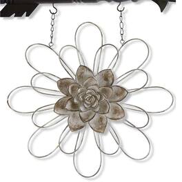 K&K Interiors - Metal Wire Flower with Resin Center Arrow Replacement Sign 13.5 inch - Arrow Sold Separately - Gray