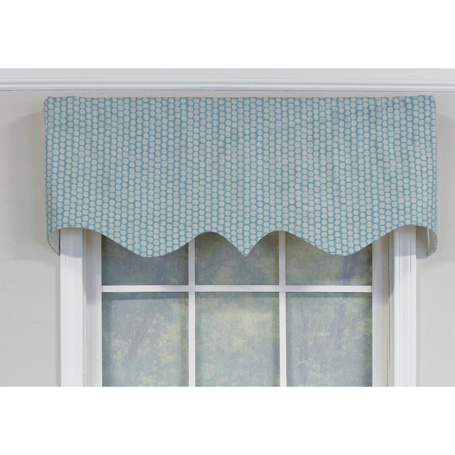 Angle. RLF Home - RLF Home Circles Regal 100% Cotton with Fully Lined 3" Rod Pocket Valnance for Windows 50" x 17" Spa - Spa.