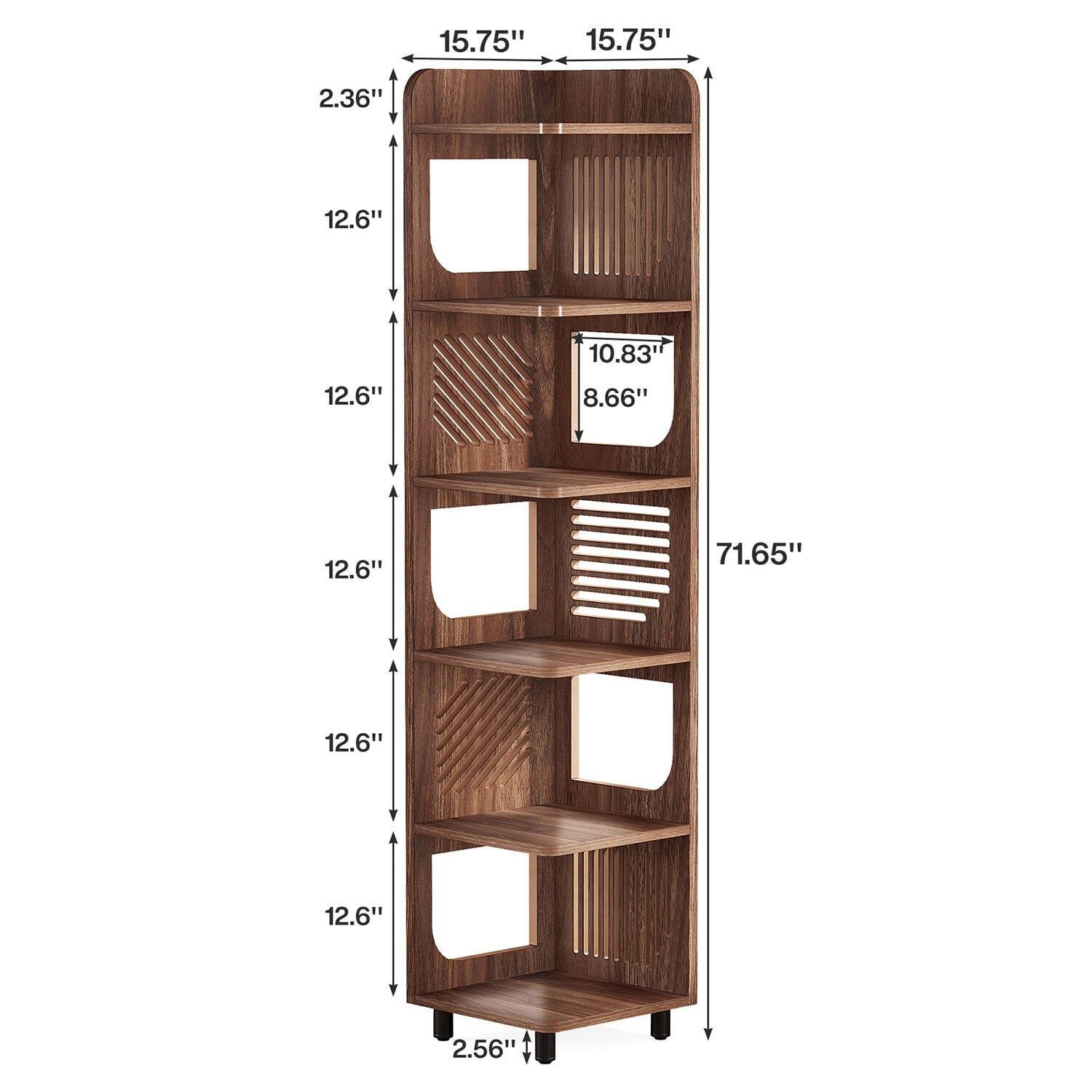 Height: 15.75", Width: 71.65", Depth: 2.56", Shelf height: 12.6", Middle shelf height: 10.83", Middle shelf depth: 8.66", Top shelf height: 2.36"