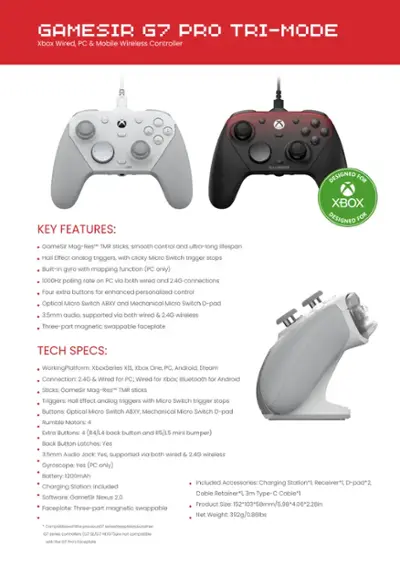 Gamesir G7 PRO TRI-MODE コントローラー GameSir G7 Pro Tri-Mode Xbox & PC Controller | Wireless Gaming