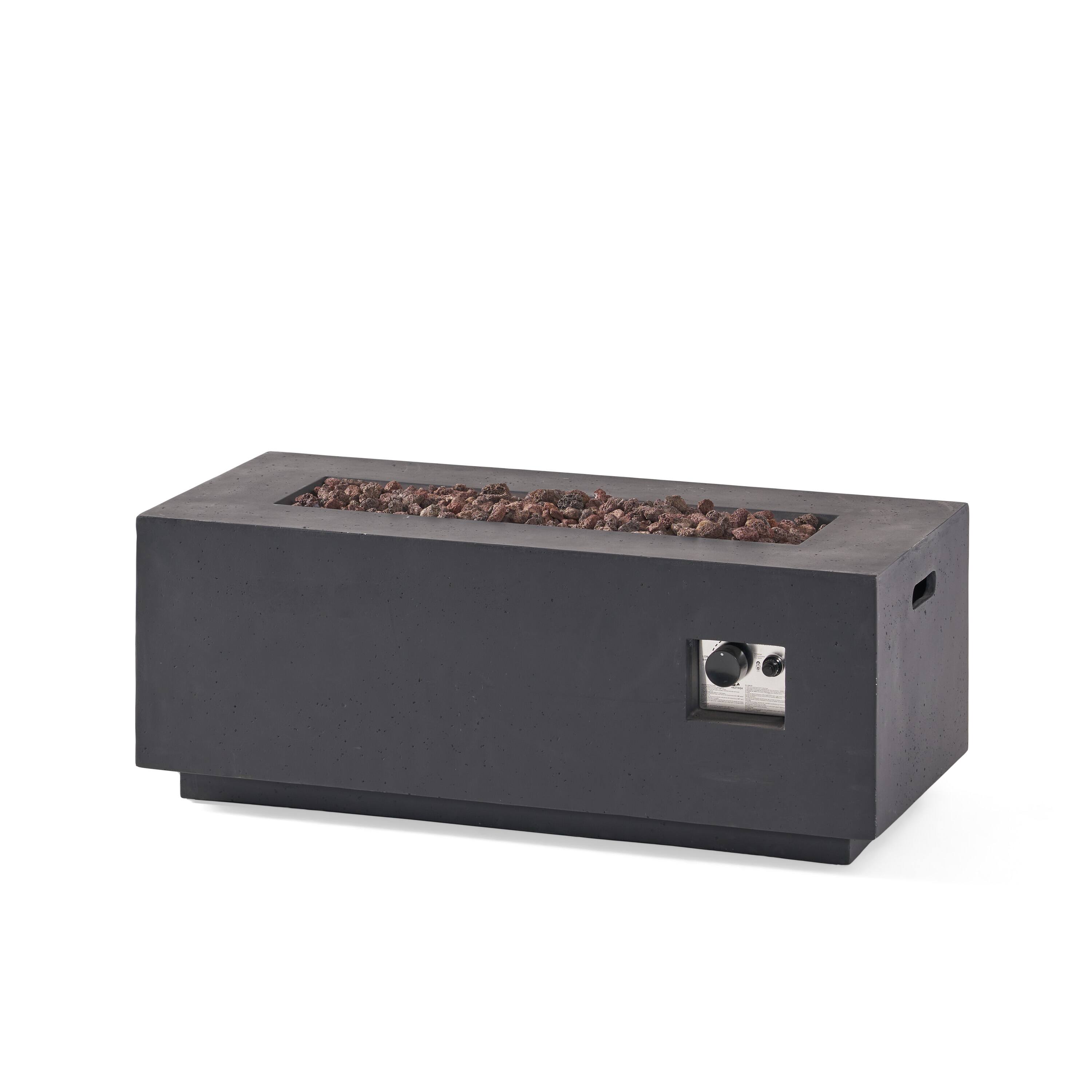 Alt View 6. APRILSOUL - 40 inch Outdoor 40000 BTU Rectangular MgO Concrete Propane Fire Pit Light Grey - DARK GREY.