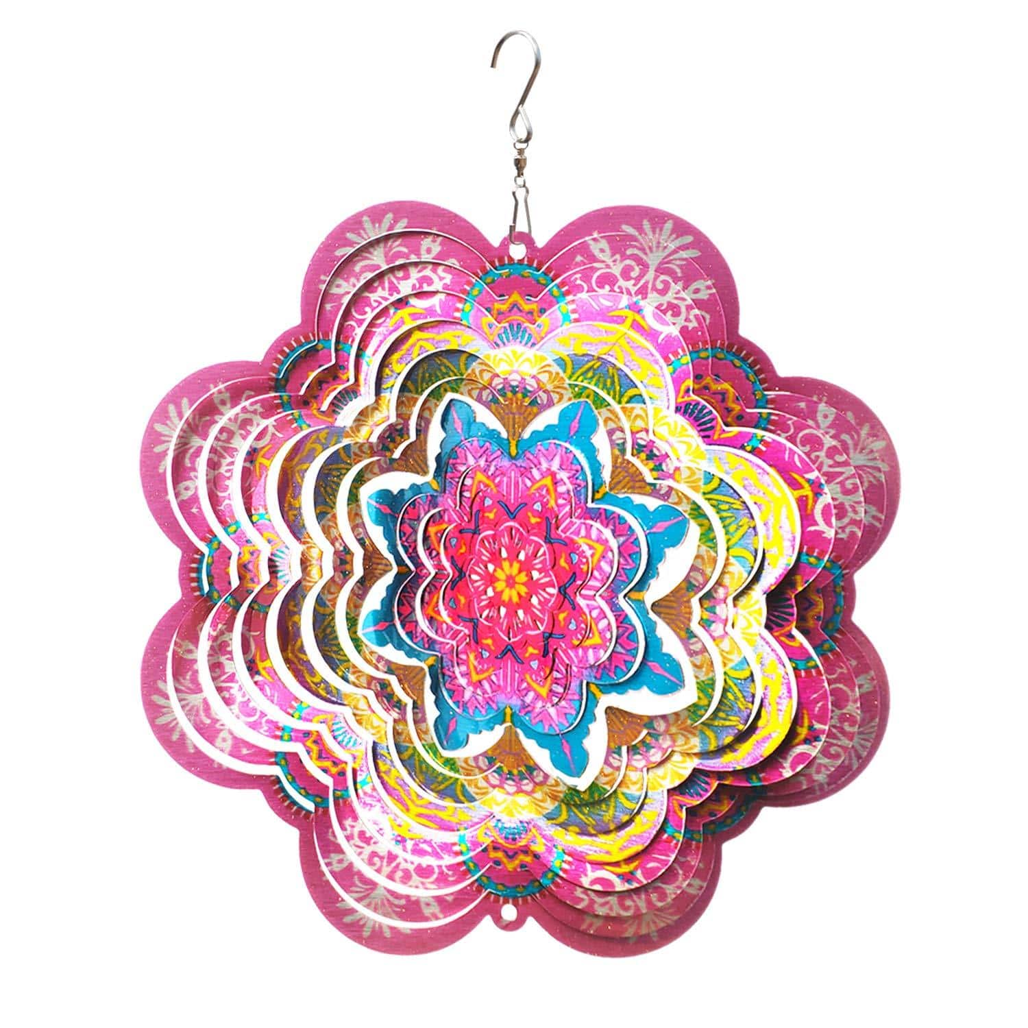 Fabibe - Mandala Wind Spinner Lucky Star Worth Gift Indoor Outdoor Garden Decoration Crafts Ornaments 12 Inch Multi Color - Mds03-6inch