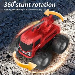 Loheer - Amphibious RC Car 3-in-1 Waterproof Monster Truck Fire Engine with Water Gun and Dual Batteries Boys Pool Toy