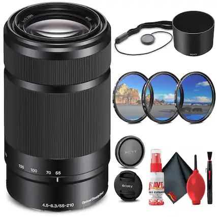 m/3.29ft 29ft 1m/3 649 SONY EOTUTAL I PAr 1 I | TEL 1 I RUMEEnY SONY 135 100 70 55 Optical SteadyShot 4.5-6.3/55-210 SONY AVE LCTRONIC INS CLEANE ~p -u - S - L - froa