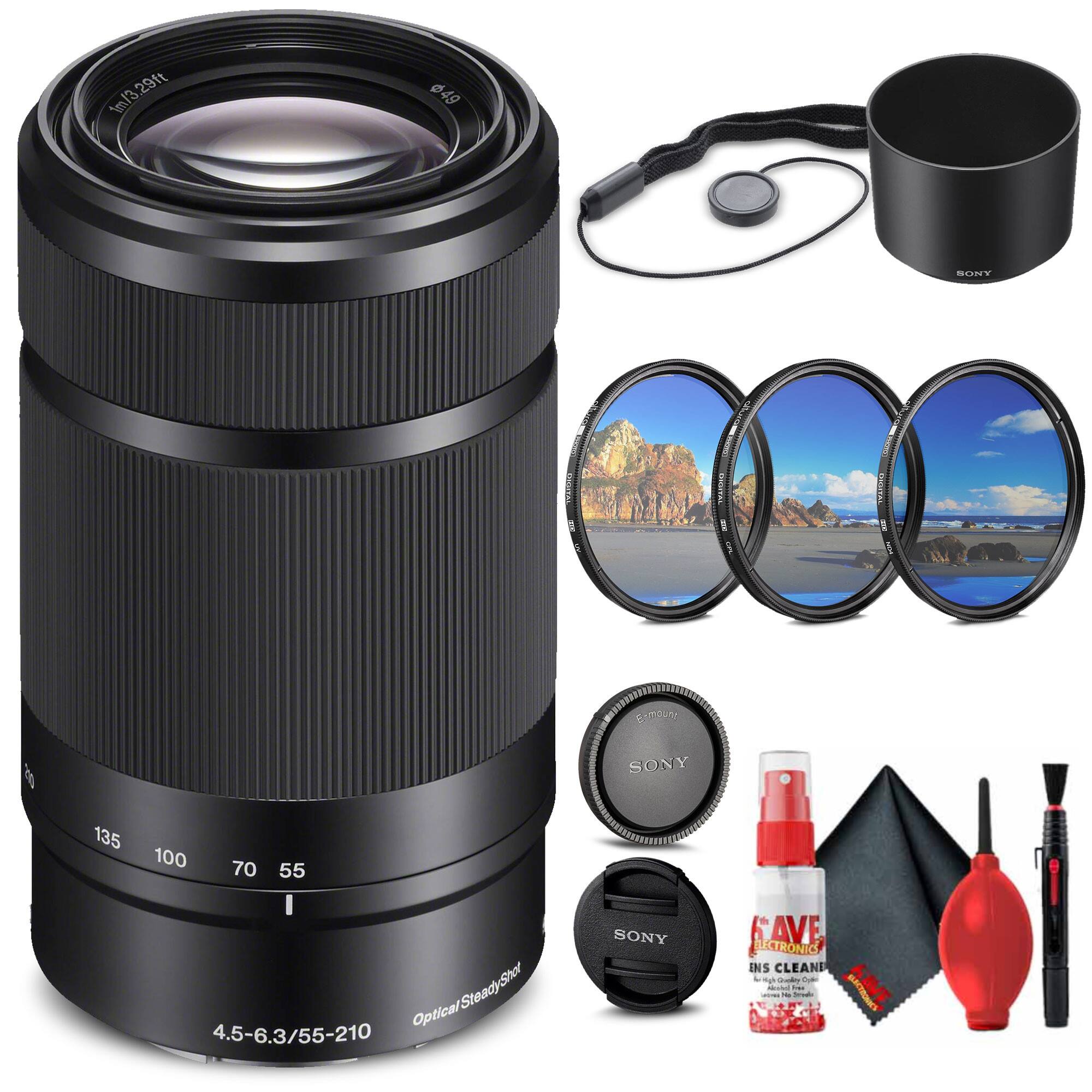 m/3.29ft 29ft 1m/3 649 SONY EOTUTAL I PAr 1 I | TEL 1 I RUMEEnY  SONY 135 100 70 55 Optical SteadyShot 4.5-6.3/55-210 SONY AVE LCTRONIC INS CLEANE ~p -u - S - L - froa