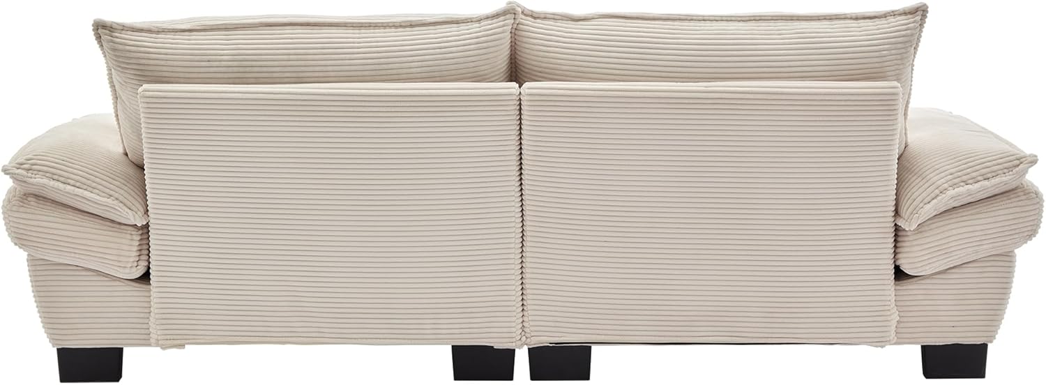 Alt View 5. Trinkets Crazed - 84" Cloud Corduroy Loveseat Sofa, Modern Comfy Upholstered 2 Seater Sofa Deep Seat Sofa with 2 Throw Pillows - beige.