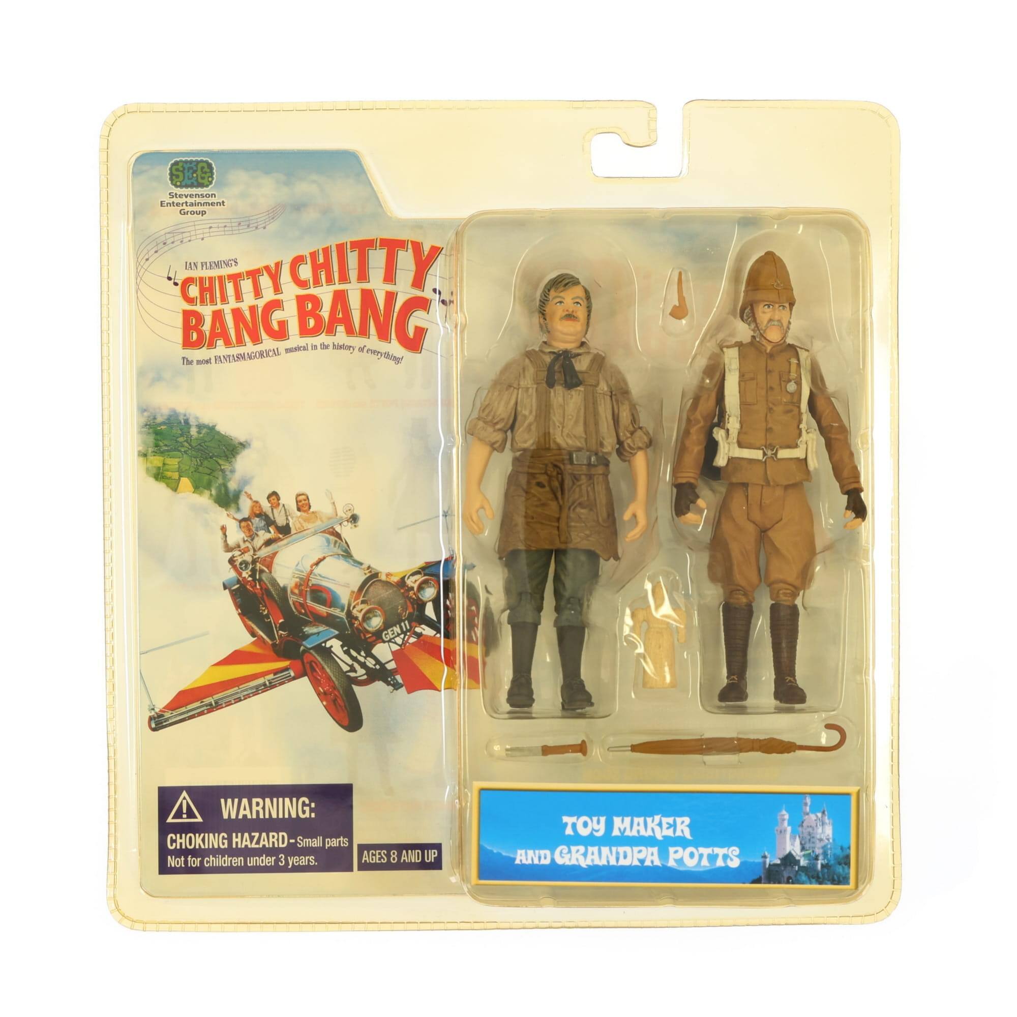 SE Stevenson Entertainment Group

IAN FLEMING'S  
CHITTY CHITTY BANG BANG  
The most FANTASMAGORICAL musical in the history of everything!

WARNING: CHOKING HAZARD - Small parts. Not for children under 3 years. AGES 8 AND UP

TOY MAKER AND GRANDPA POTTS