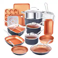 Front. Gotham Steel - 20 Piece Nonstick Cookware and Bakeware Set - Graphite.