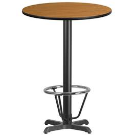 Emma + Oliver - 30" Round Laminate Bar Table with 22"x22" Foot Ring Base - Natural