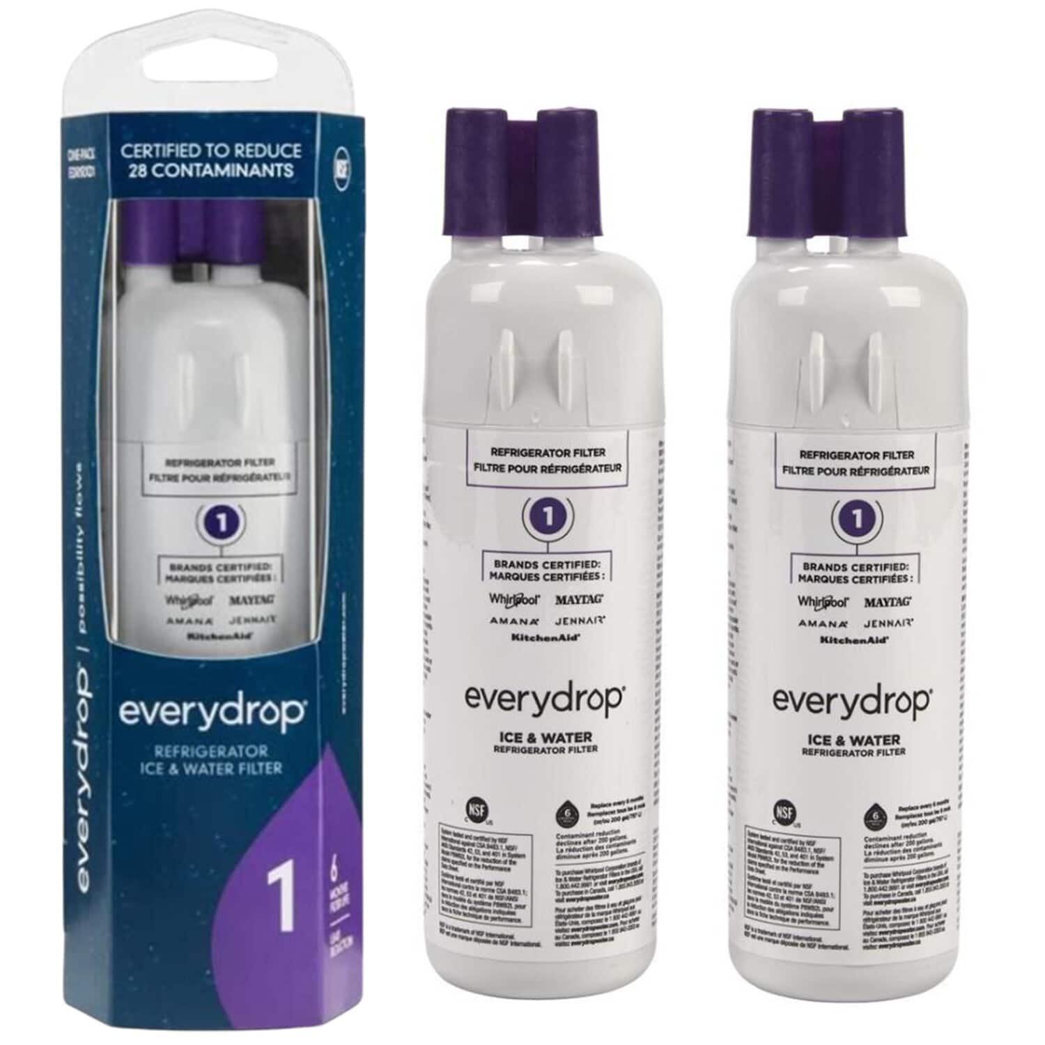 EveryDrop - EDR1RXD1 Refrigerator Water Filter 1 by Whirlpool 3 Pack