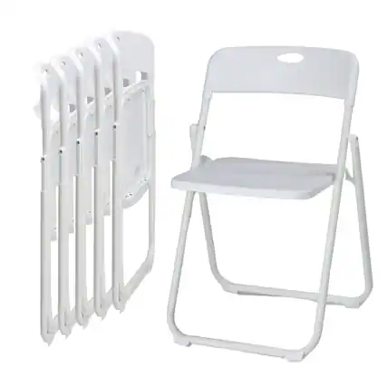 Front. Winado - Set of 6 Commercial Plastic Folding Chairs Portable Stackable Picnic Party for In/Ourdoor - White.