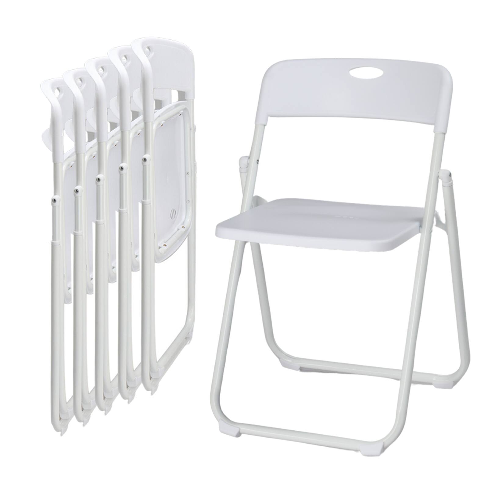 Front. Winado - Set of 6 Commercial Plastic Folding Chairs Portable Stackable Picnic Party for In/Ourdoor - White.