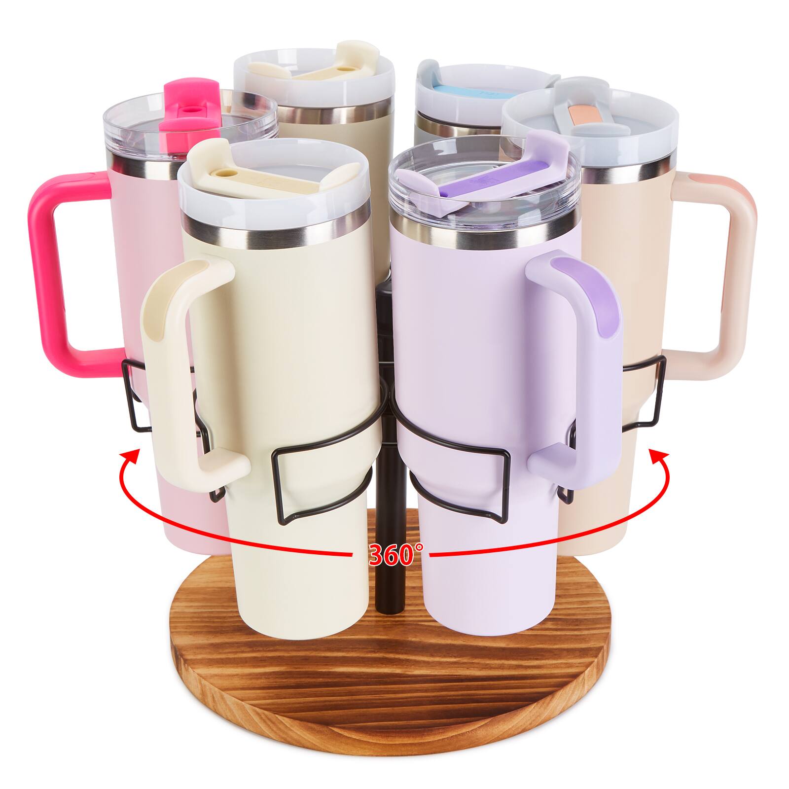 Alt View 1. Vicyak - 360° Rotating Water Bottle Organizer for Stanley 30 & 40 oz Tumblers - Brown Black.