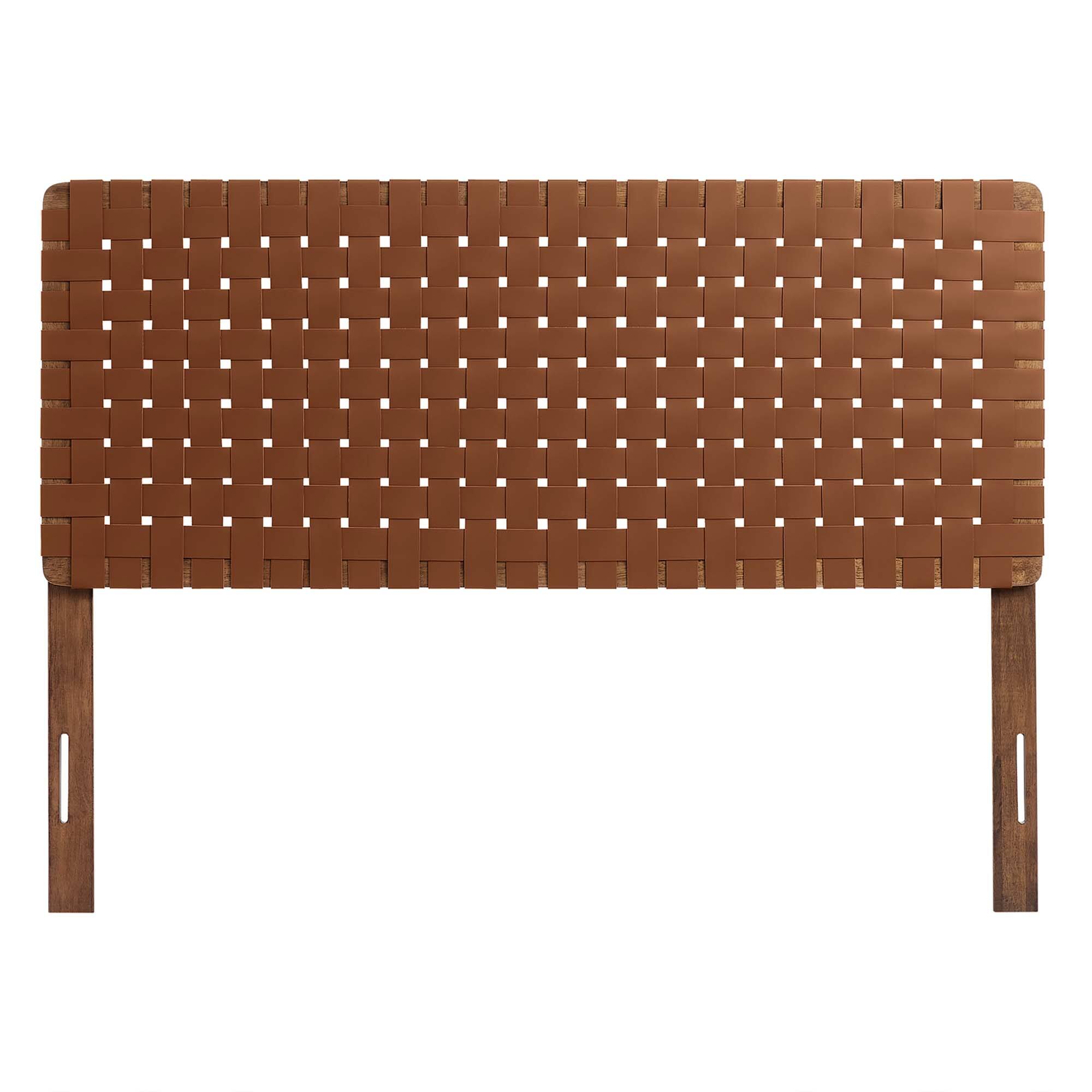 Back. Modway - Sparta Weave Vegan Leather Full Headboard by Modway - Brown.