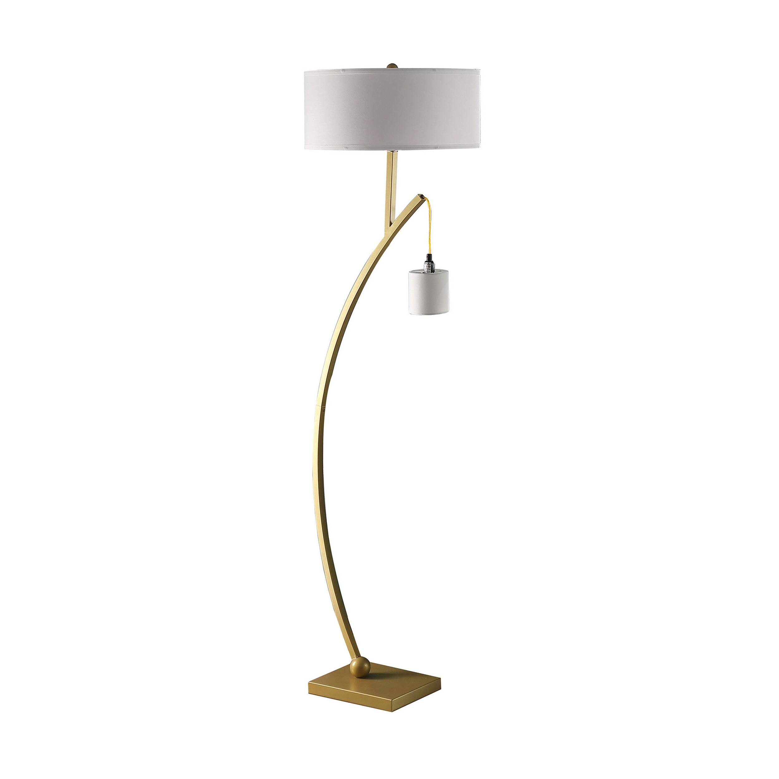 Angle. Manhattan Lane - Jiya 59 Inch Arc Floor Lamp, Hanging Design, 2 Drum Shades.
