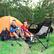 Left. Costway - Hammock Camping Chair w/ Retractable Footrest & Carrying Bag for Camping Picnic - Black.