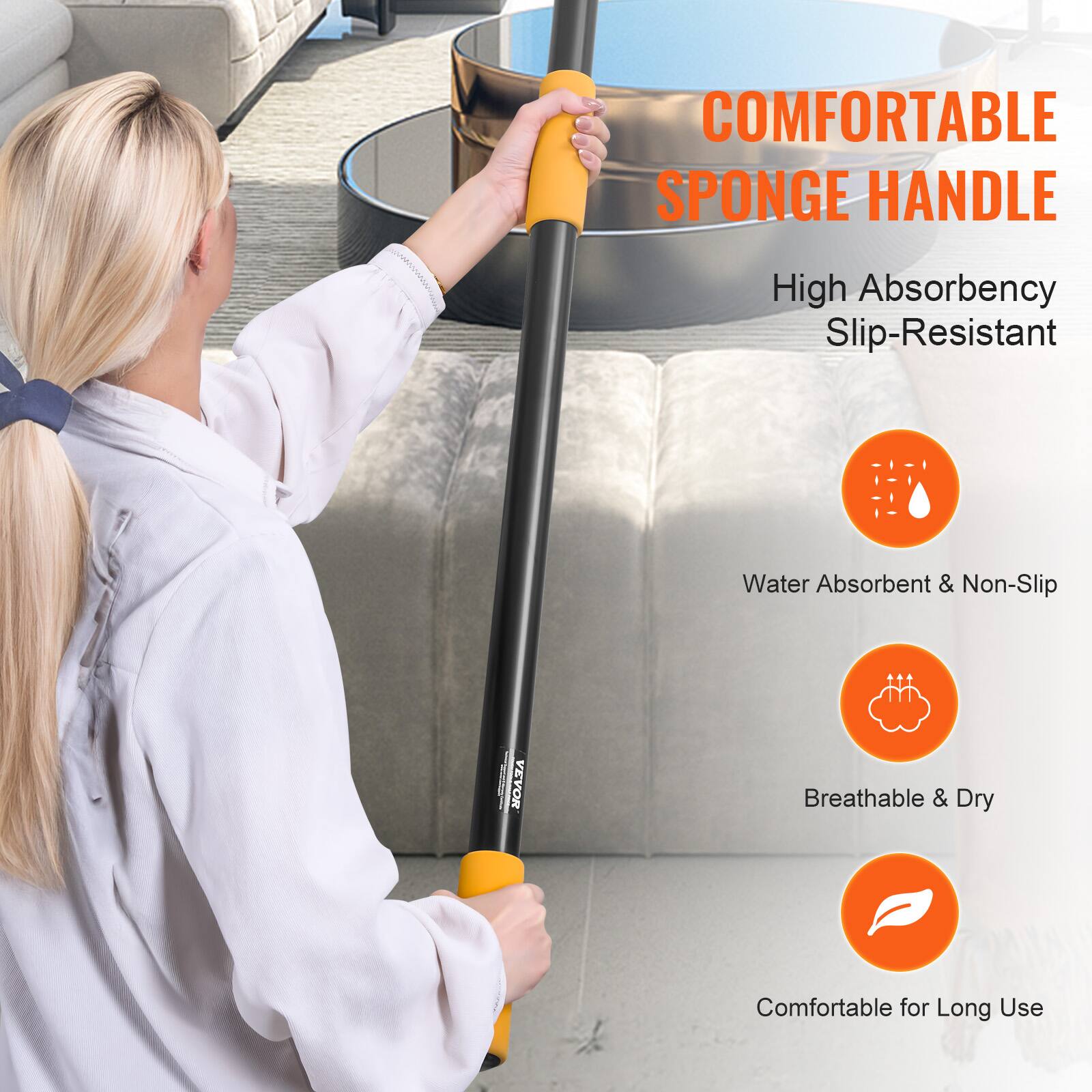 **COMFORTABLE SPONGE HANDLE**

- High Absorbency
- Slip-Resistant
- Water Absorbent & Non-Slip
- Breathable & Dry
- Comfortable for Long Use