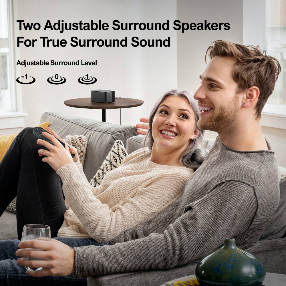 Two Adjustable Surround Speakers For True Surround Sound

Adjustable Surround Level

1 0 1