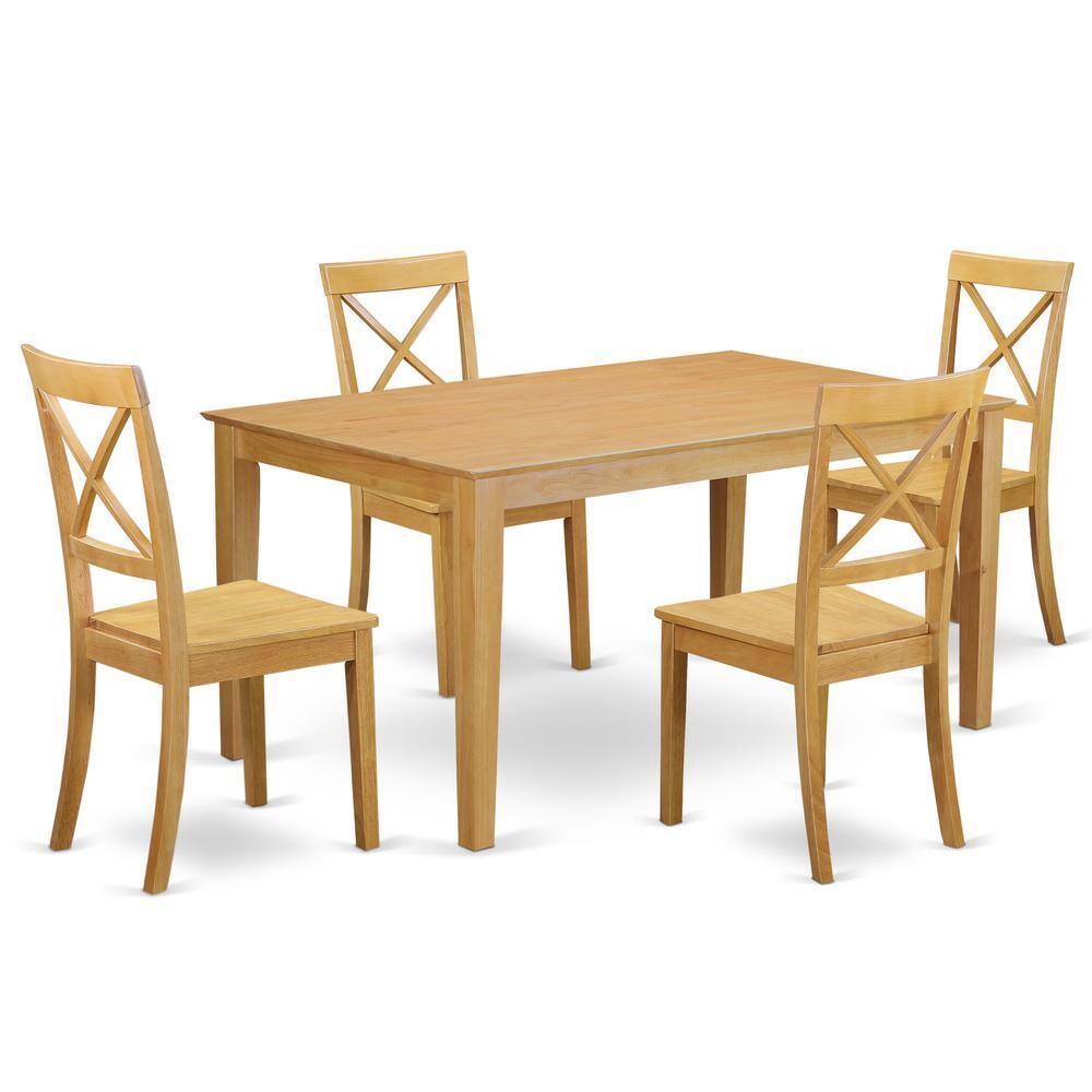 Back. East West Furniture - Dining Room Set Oak - Brown.