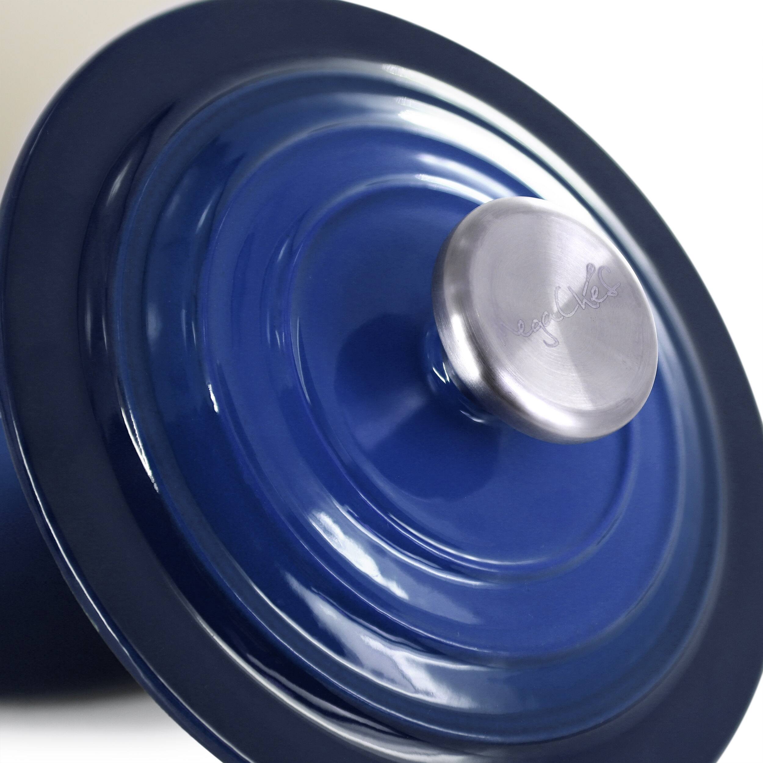 Alt View 4. Mega Chef - MegaChef 2 Quart Enameled Cast Iron Sauce Pan in Gradient Dark Blue - Dark Blue.