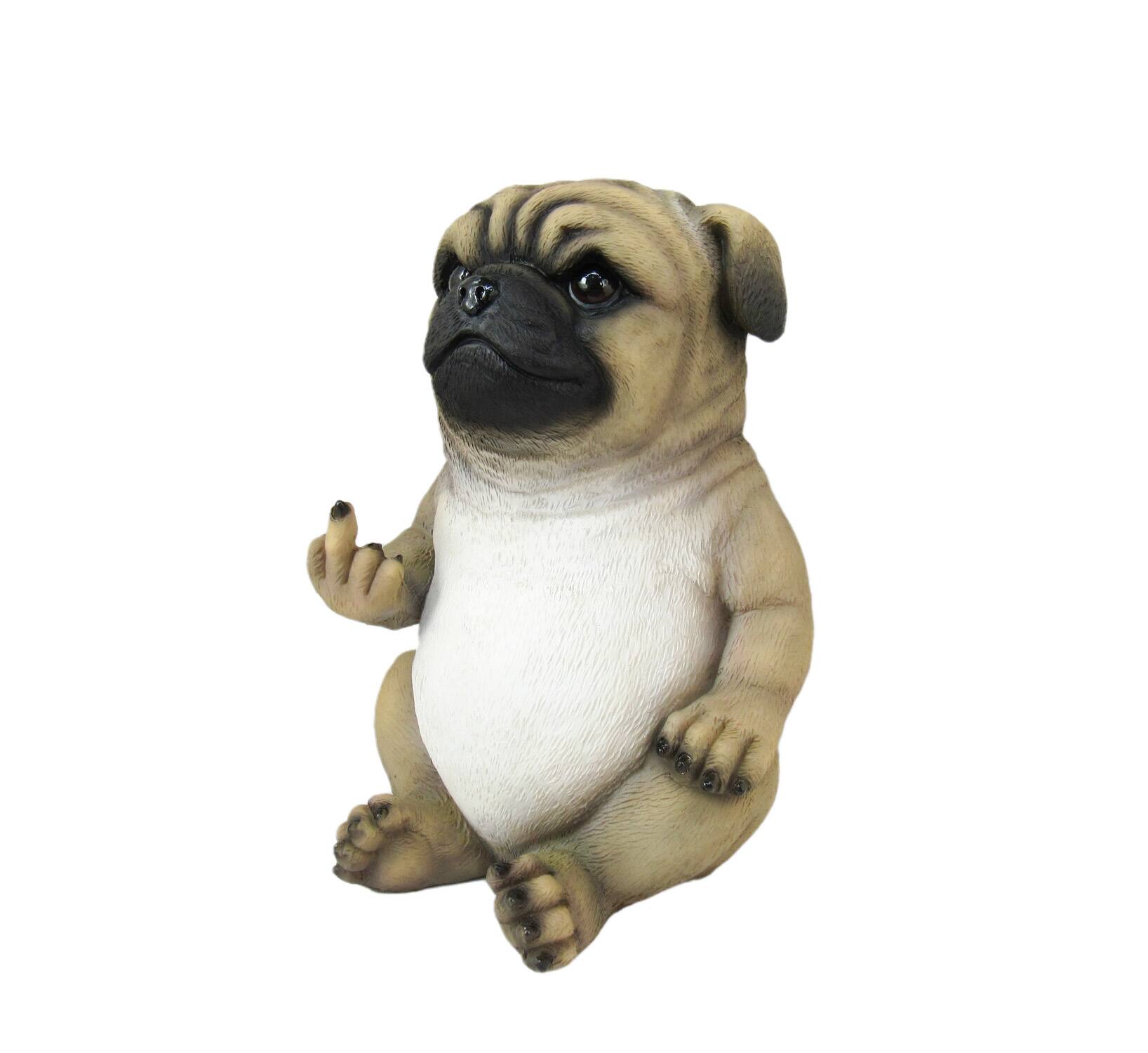 Front. DWK Corporation - Pug Life Rude Finger Flipping Pug Dog Tabletop Statue 6.75 Inches High - Brown.
