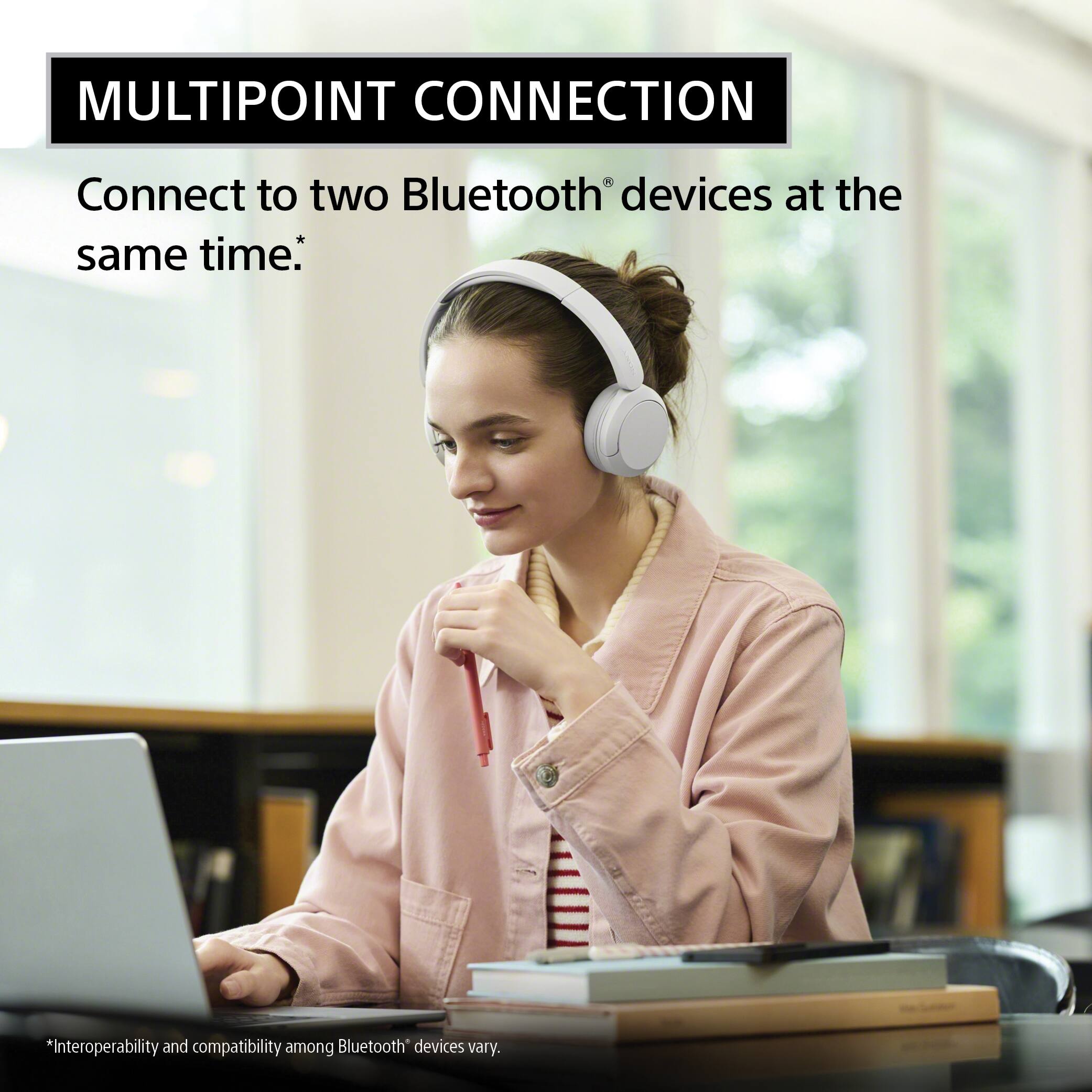 MULTIPOINT CONNECTION  
Connect to two Bluetooth® devices at the same time.  
*Interoperability and compatibility among Bluetooth® devices vary.