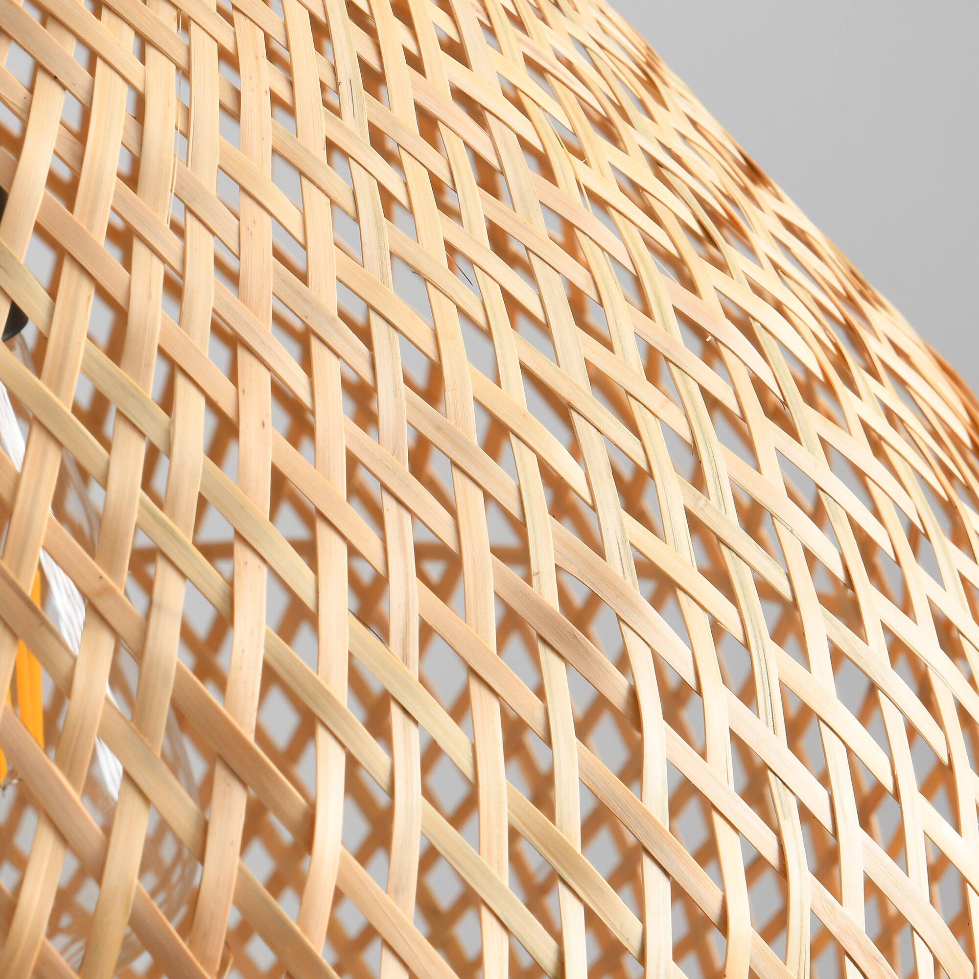 Alt View 8. Parrot Uncle - 1-Light Farmhouse Brown Fish Basket Shape Bamboo Hand-Woven Pendant Lamp.