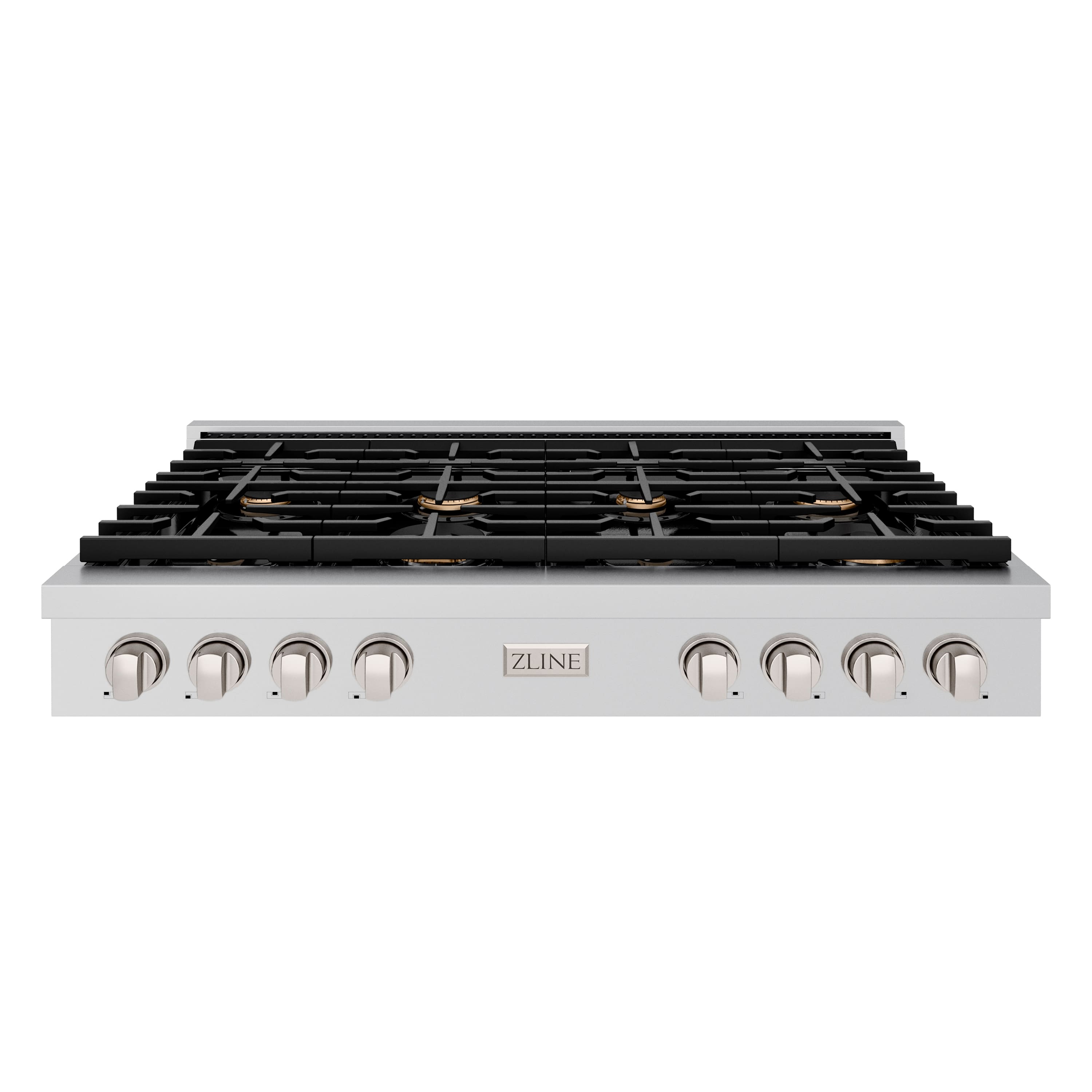 ZLINE - 48 in. Paramount Gas Rangetop with 8 Brass Burners and Porcelain Cooktop (SRT-BR-48) - Stainless Steel - Front_Zoom