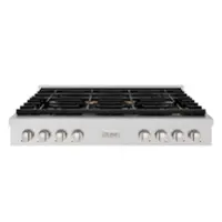 ZLINE - 48 in. Paramount Gas Rangetop with 8 Brass Burners and Porcelain Cooktop (SRT-BR-48) - Stainless Steel - Front_Zoom