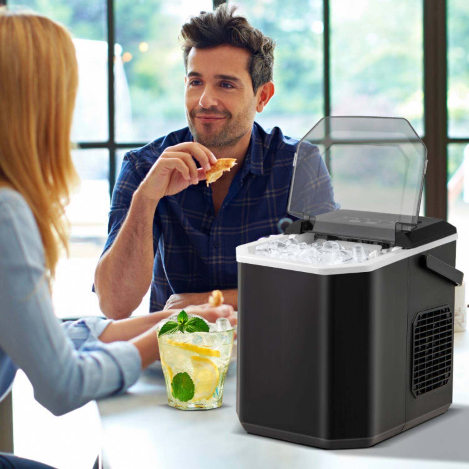 Alt View 5. LUCKY ONE - Countertop Ice Maker 26.5 lbs/24h Self-Cleaning with 2 Ice Sizes - Black.