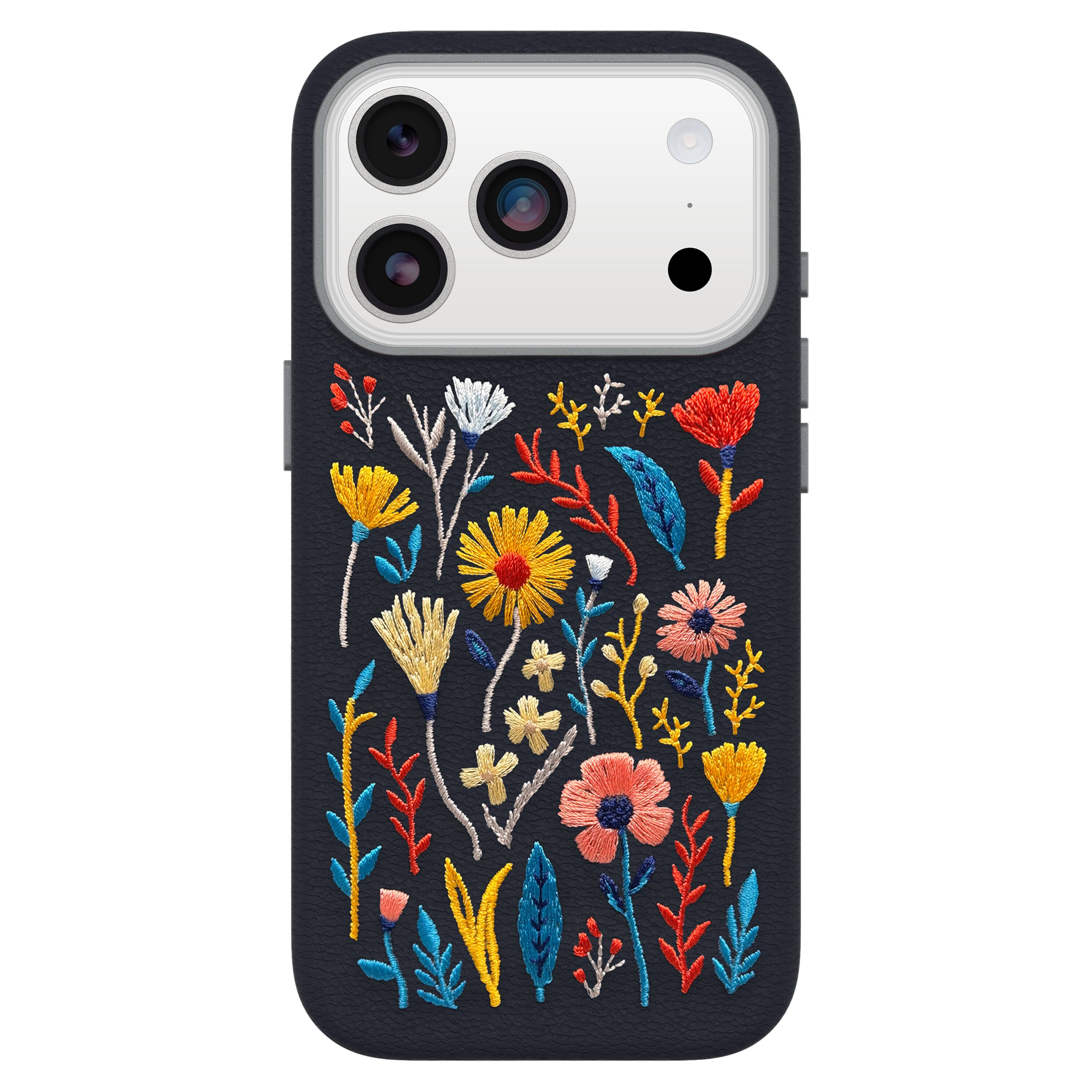 Angle. OtterBox - Symmetry Cactus Leather Series Soft Shell for Apple iPhone 17 Pro - Blue.