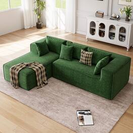 Jojoka - 106.7" L-Shaped Modular Sectional Sofa, 2-Piece Chenille Cloud Couch with Chaise & Deep Seat for Living Room - Green