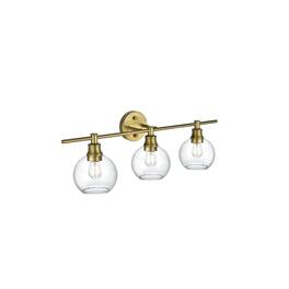 Living District - Collier 3 Light and Clear Glass Wall Sconce - Satin Gold