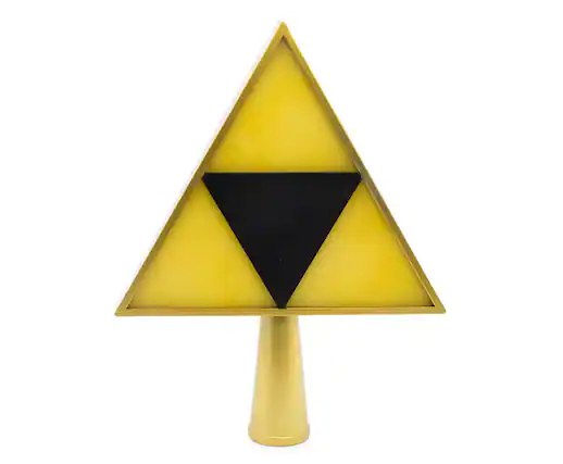 Front. Halo - The Legend of Zelda 7-Inch Triforce Light-Up Holiday Tree Topper Decoration - Yellow.