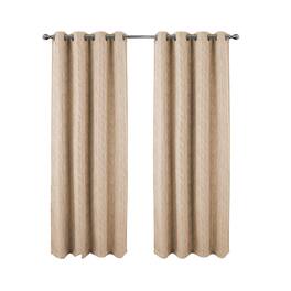 RT Designers Collection - 100% Polyester 270 GSM Reba Luxury Jacquard Blackout Grommet Curtain Panel 54" x 90" - Taupe