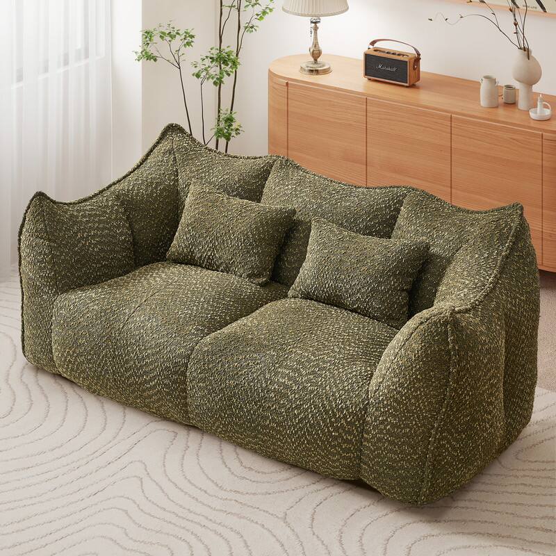 Angle. Anysun - Anysun 2-Seater No Assembly Soft Comfortable Square Recliner Sofa with Armrests, High Resilience Foam - Olive Green.